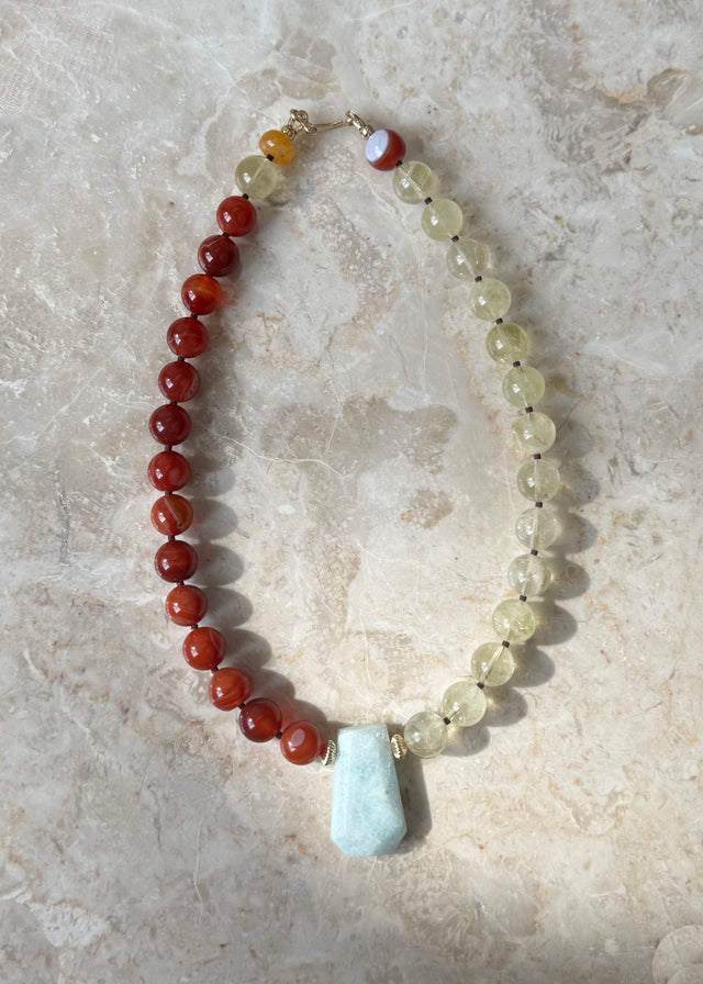 LEMON QUARTZ & JADE NECKLACE