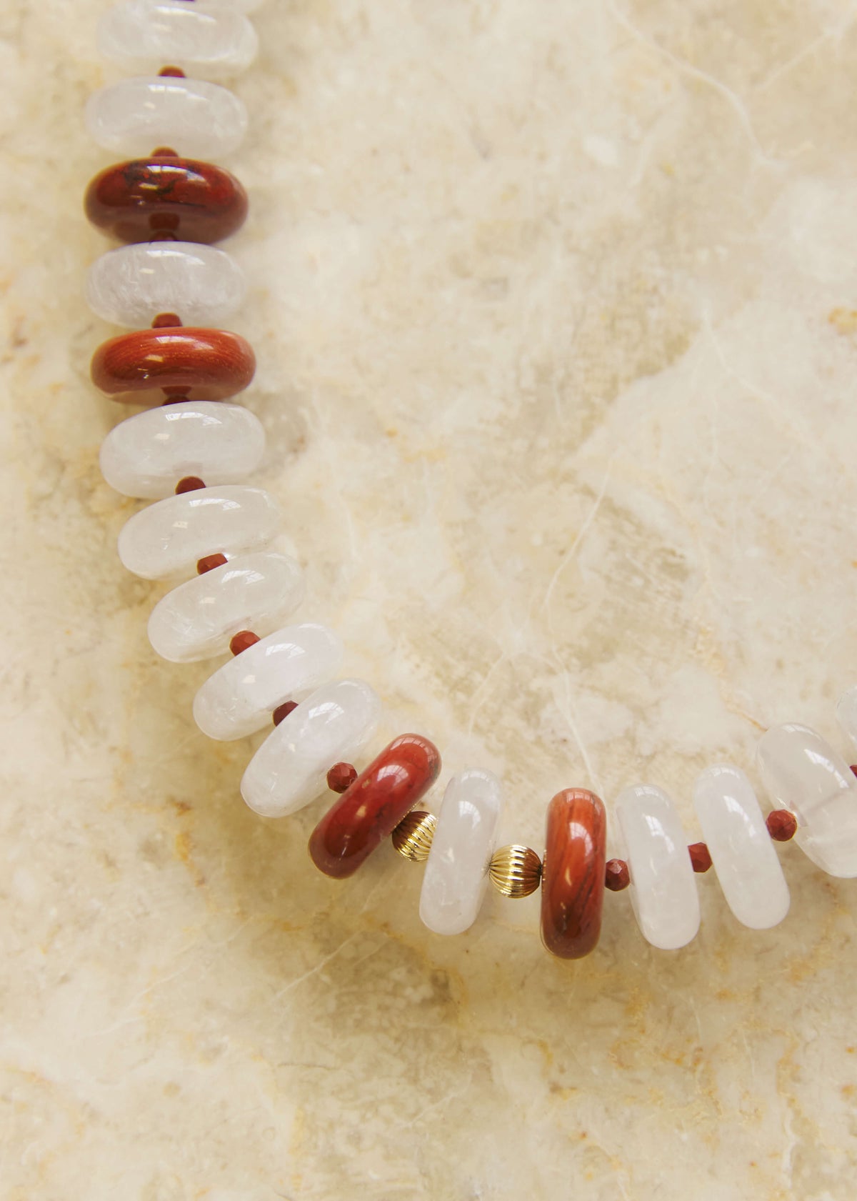 QUARTZ & RED JASPER SCRUNCHIE