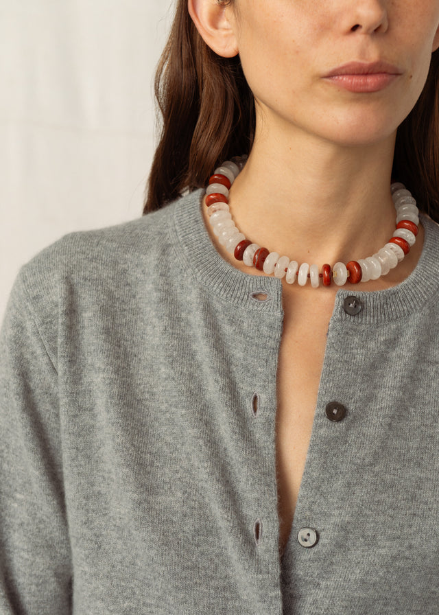 QUARTZ & RED JASPER SCRUNCHIE