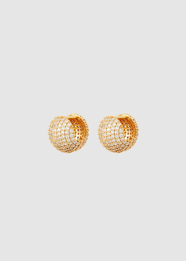 BABY BALL EARRINGS — PAVE