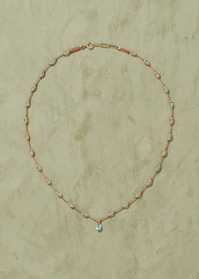 PEONY NECKLACE — AQUAMARINE