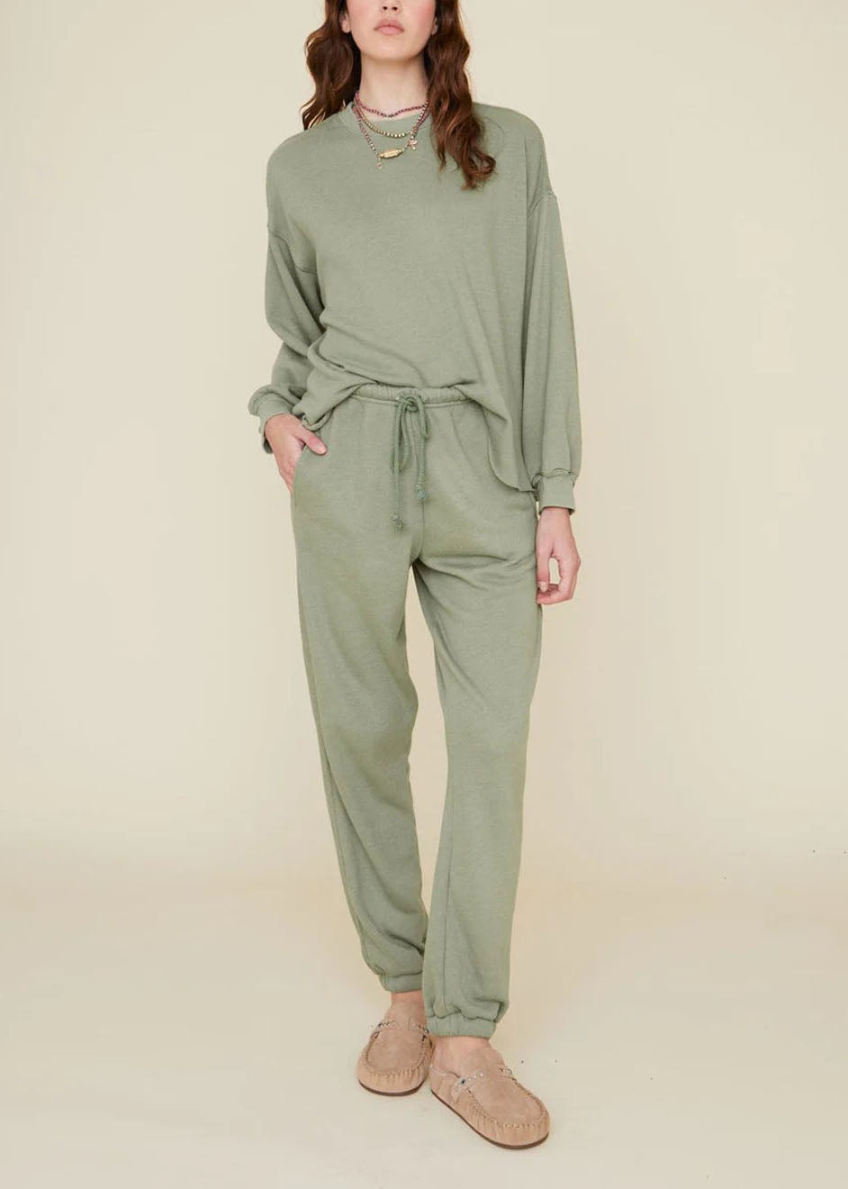 DEVI SWEATPANTS — GREEN AGATE