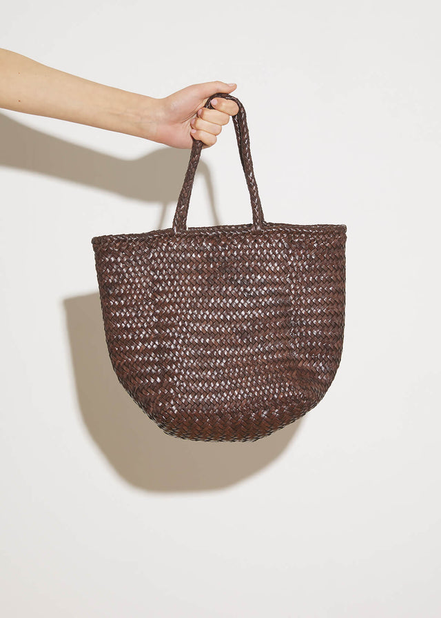 SMALL GRACE BASKET BAG —  DARK BROWN