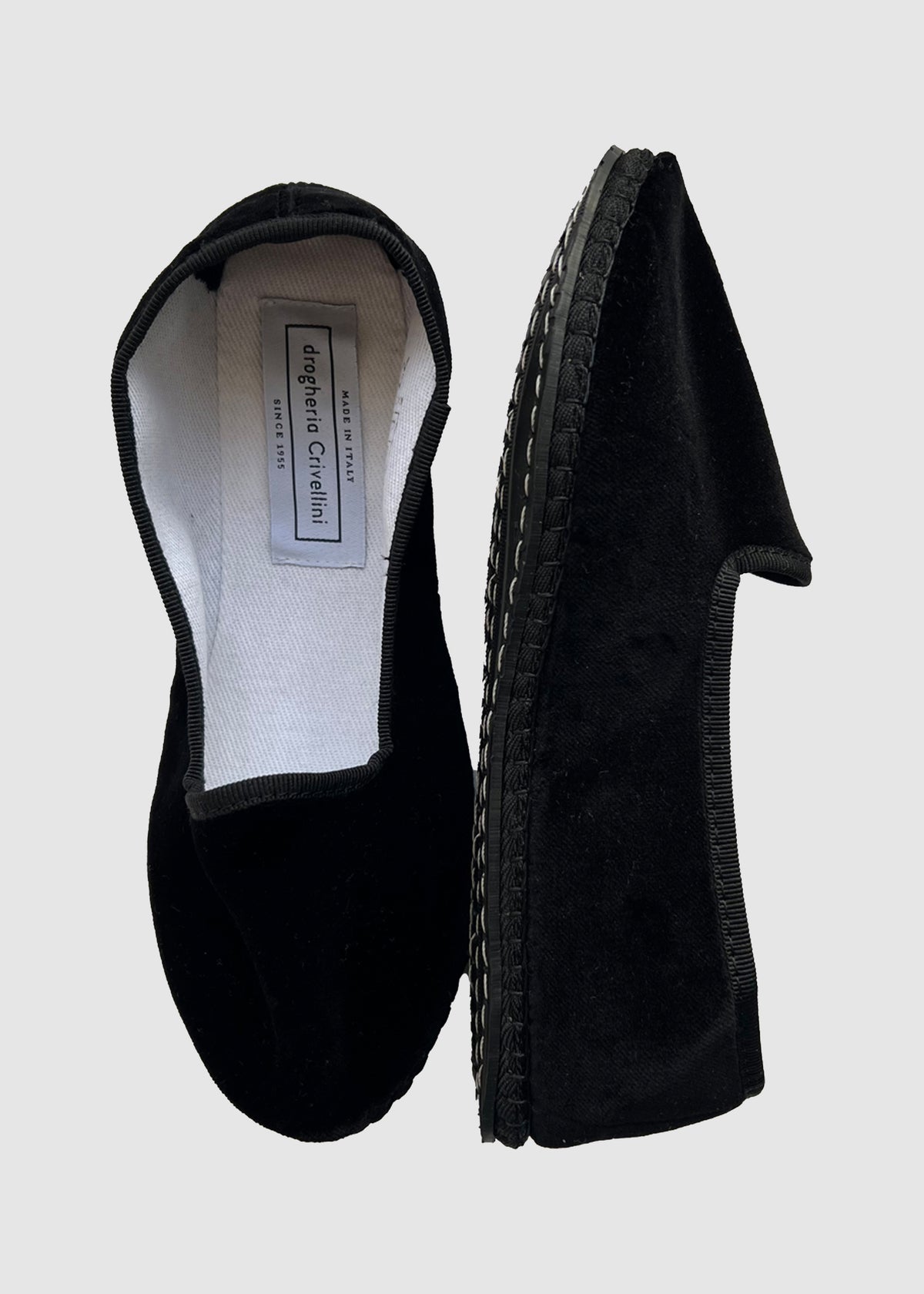 VELVET FURLANE SLIPPERS — BLACK