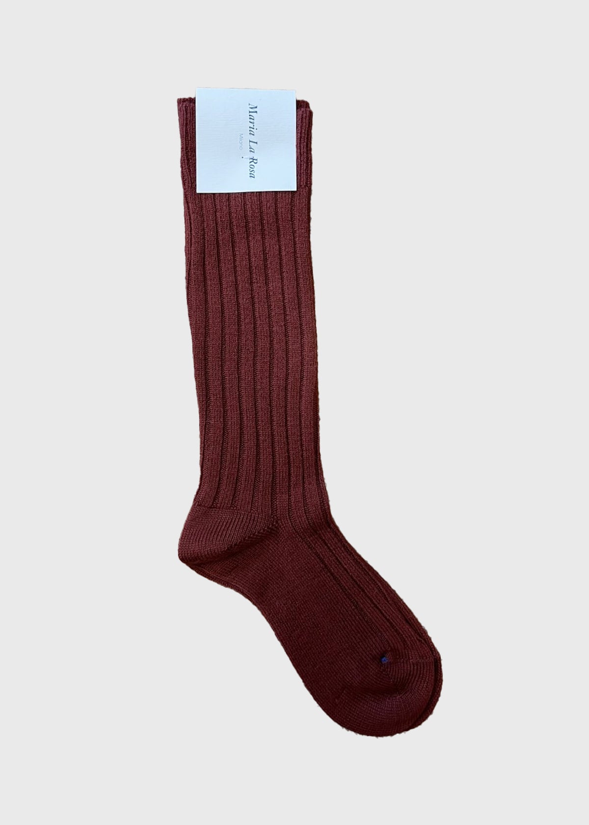 COLLEGE RIBBED MERINO SOCKS — BORDEAUX