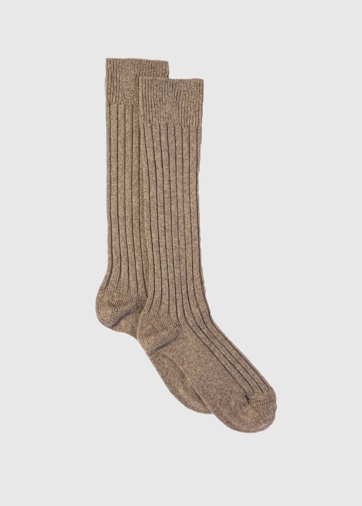 COLLEGE RIBBED MERINO SOCKS — NUTMEG
