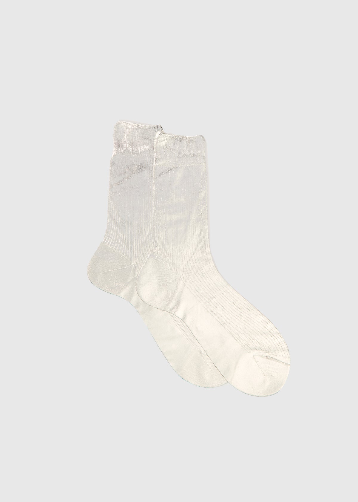 RIBBED LAMINATED SOCKS — SILVER