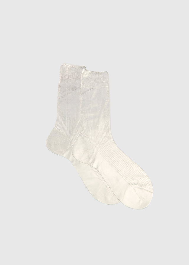 RIBBED LAMINATED SOCKS — SILVER