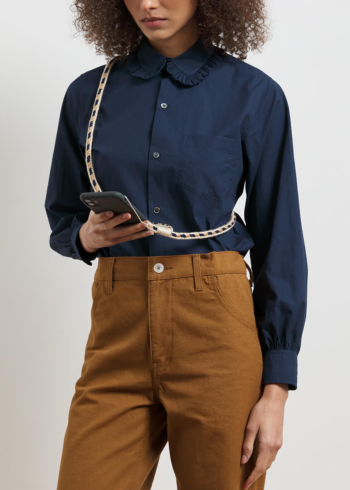 MOBILE PHONE CORD — NAVY & BEIGE