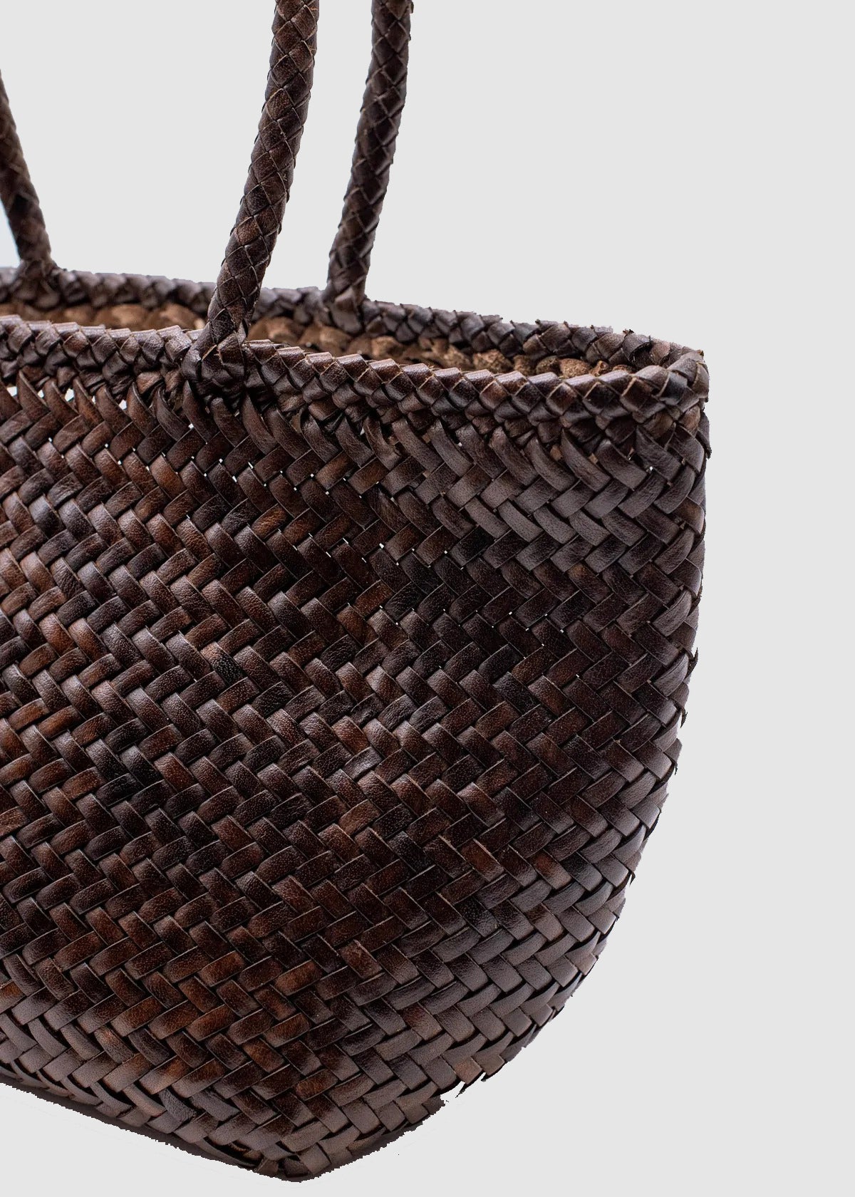 SMALL GRACE BASKET BAG —  DARK BROWN